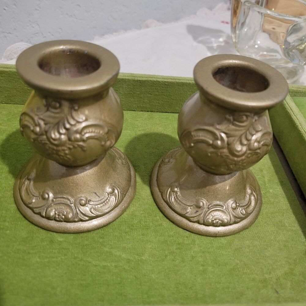 Vintage Baroque Wallace Silver Plated Candle Holders Wedding Anniversary 736